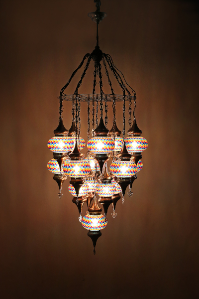 15in1 No3 Size Antique Nickel Mosaic Laser Chandelier